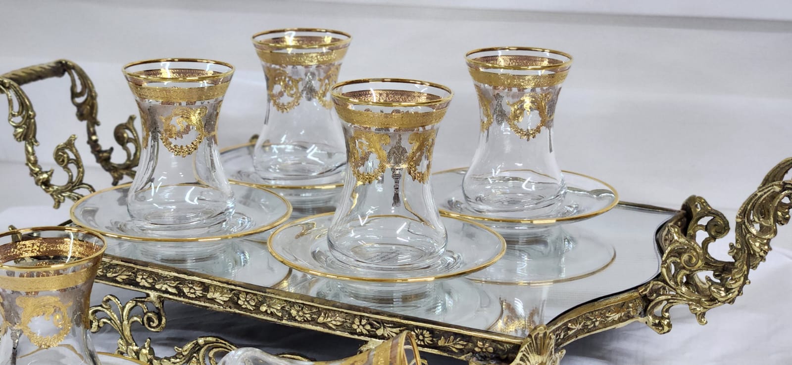 Alegro Gold-Gümüş Çay Bardağı + Çay Tabağı 6'lı