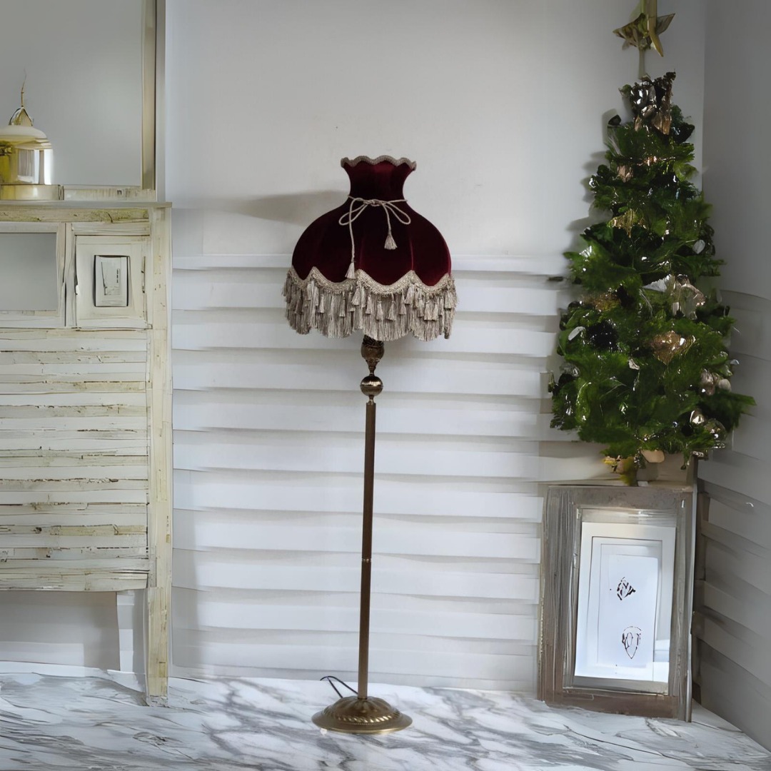 Klasik Lambader BRONZ Ayak BORDO Başlık 170cm.