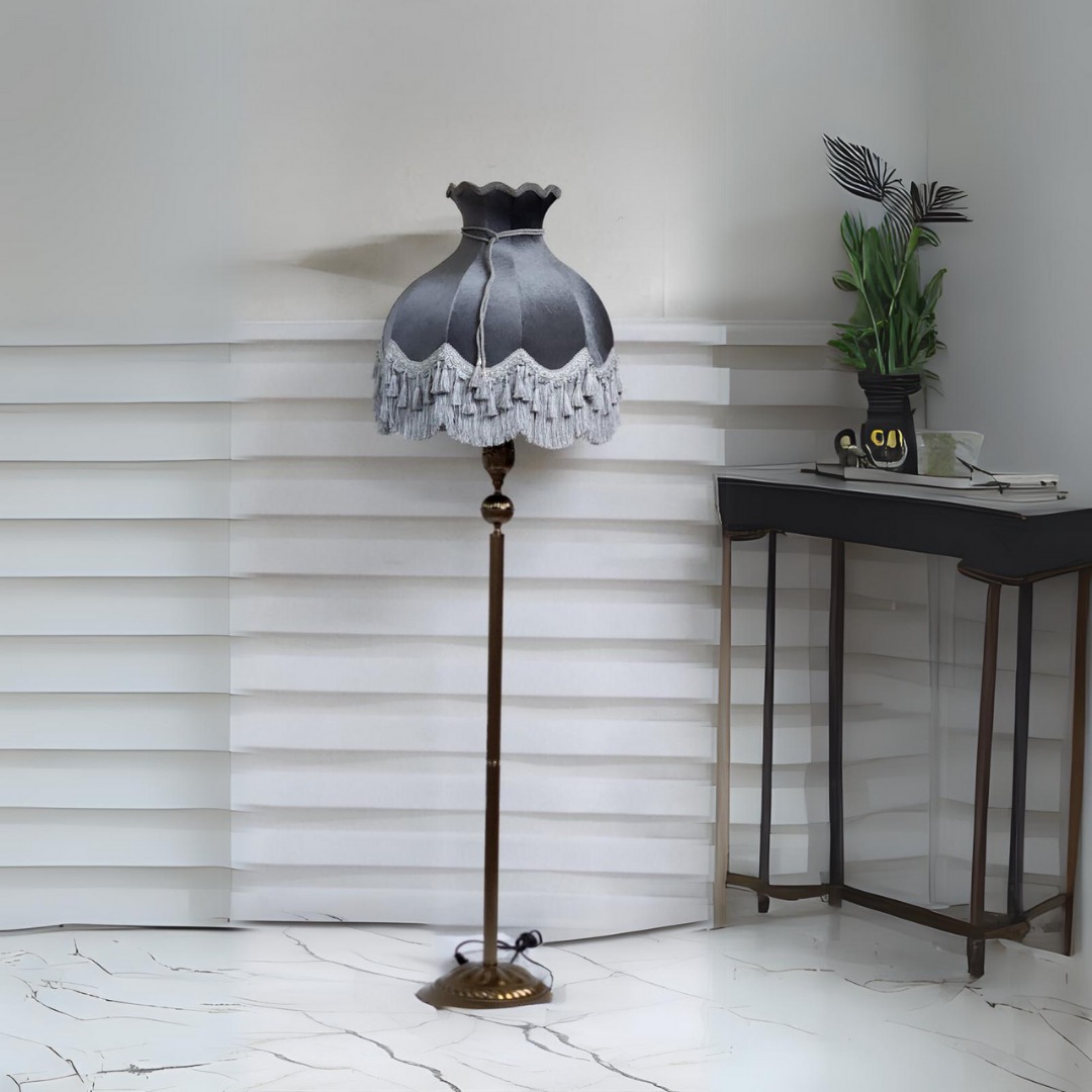 Klasik Lambader BRONZ Ayak GRİ Başlık 170cm.