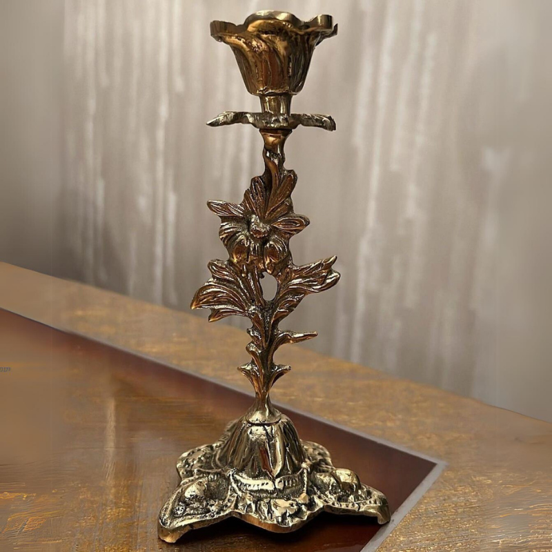 Pirinç Tekli Şamdan 18CM.