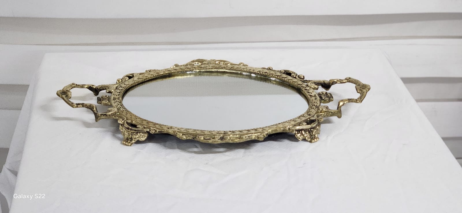 Pirinç Oval Aynalı Tepsi 42CM.