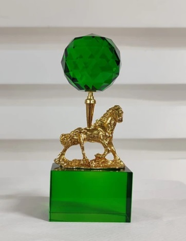 Kristal Dekoratif Pimli At YEŞİL 18CM.