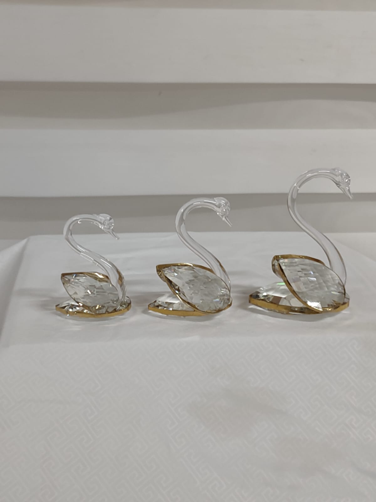 Kristal 3'lü Kuğu Set ALTIN