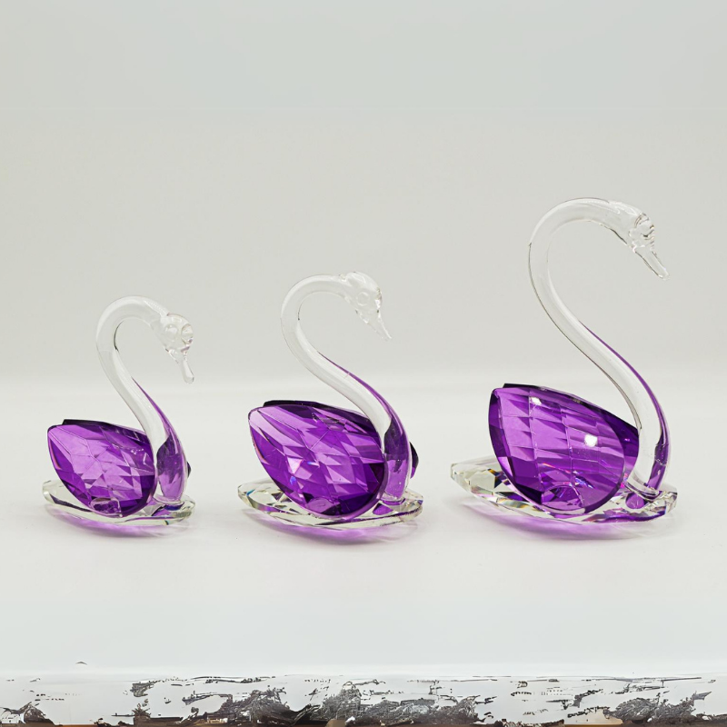 Kristal 3'lü Kuğu Set MOR