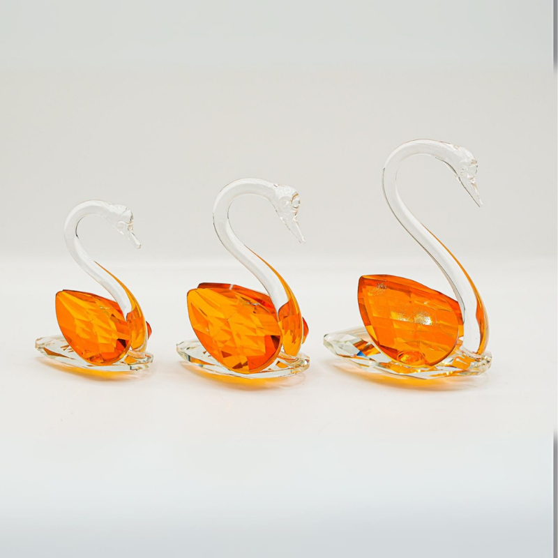 Kristal 3'lü Kuğu Set TURUNCU