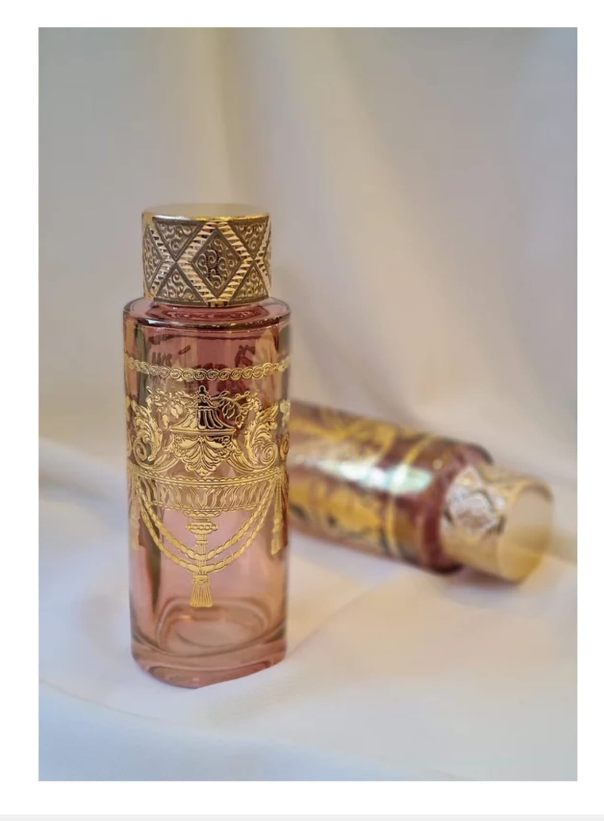 Kolonya Şişesi PEMBE Altın Yaldızlı 6x17cm.