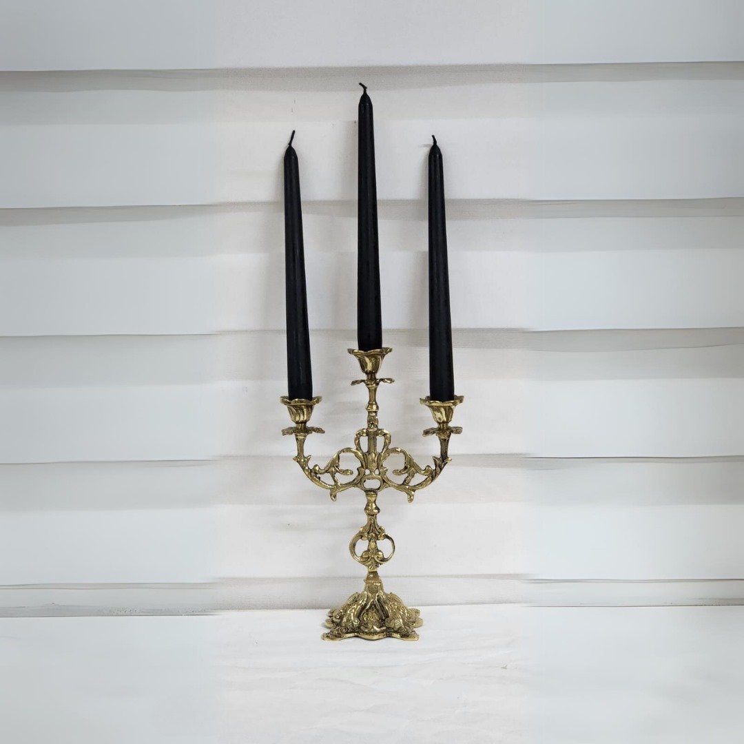 2'li Şamdan SİYAH Mum 26cm.