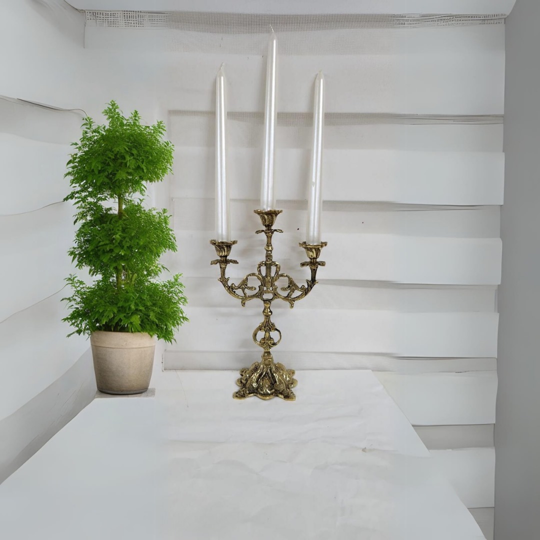 2'li Şamdan GÜMÜŞ Mum 26cm.