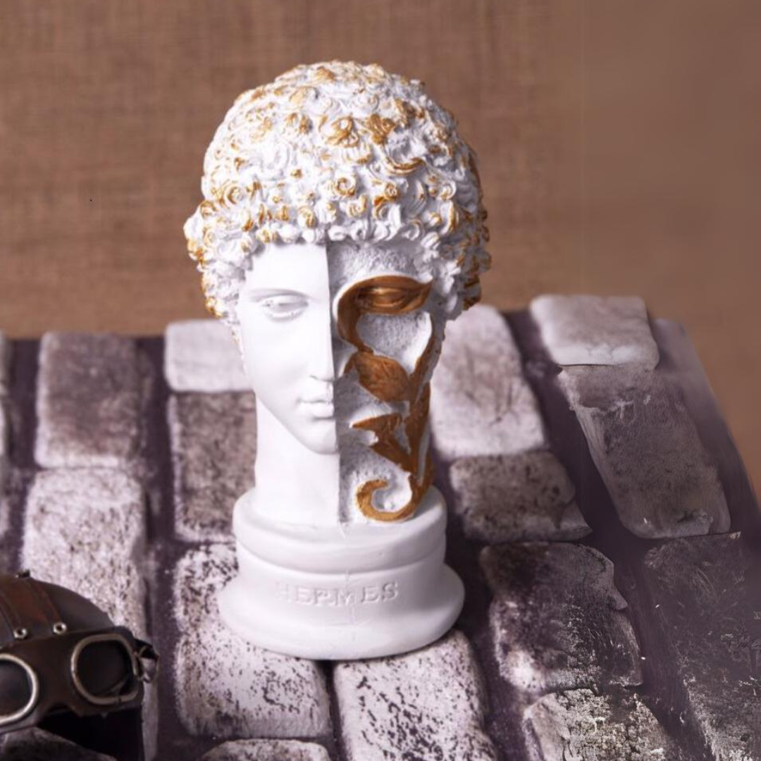 Çiçekli Hermes Büst BEYAZ 14x27 cm.