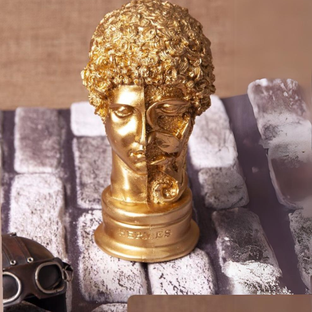 Çiçekli Hermes Büst ALTIN 14x27 cm.