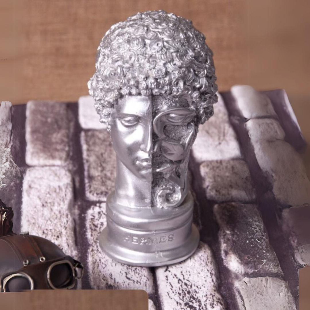 Çiçekli Hermes Büst GÜMÜŞ 14x27 cm.