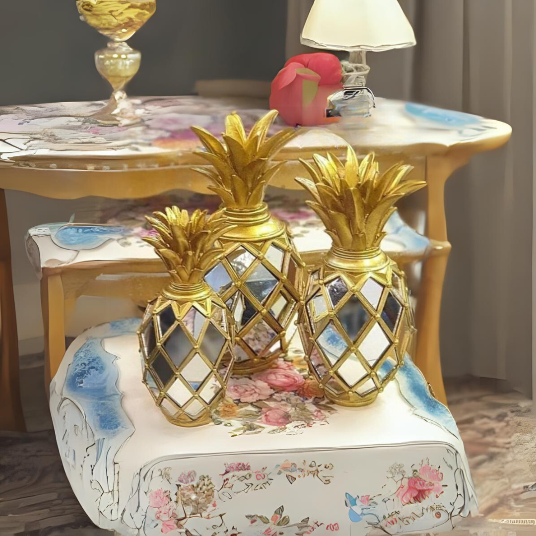 Ananas Aynalı 3'lü 19x22x24cm.
