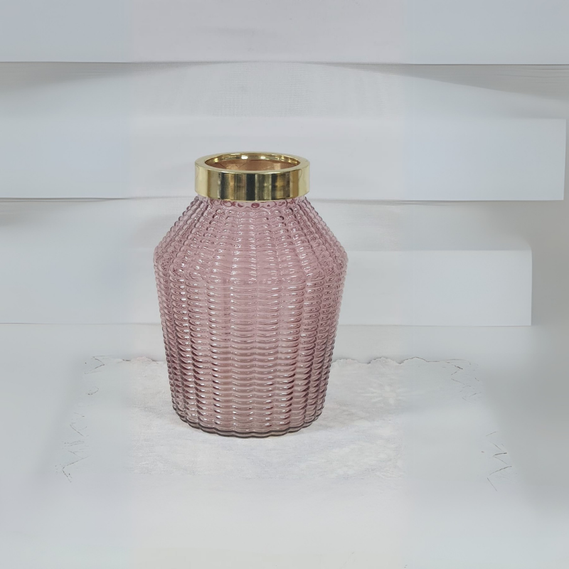 Hasır Model Vazo Pembe 23x17cm.