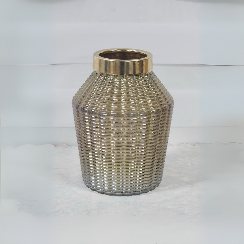 Hasır Model Vazo Yeşil 23x17cm.